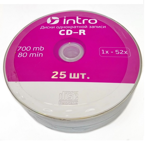 Диск CD-R INTRO 52 x 700Mb Shrink 25 (16205)