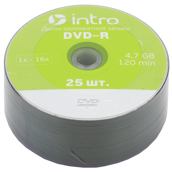 Диск DVD-R INTRO 16 x 4.7Gb Shrink 25 (16670)
