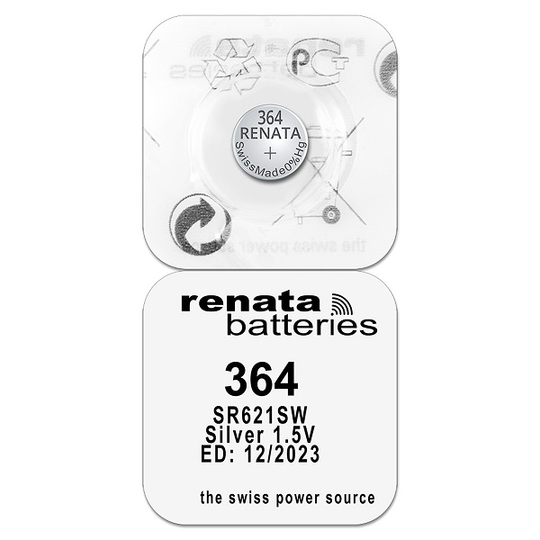 Батарейка RENATA SR364.МР SR-621SW 20mAh BL10 часовая (10/100) (20595)