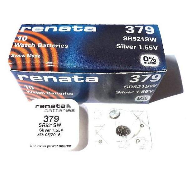 Батарейка RENATA SR379 SR-521SW 16mAh BL1 часовая (1/10/100)(2496)