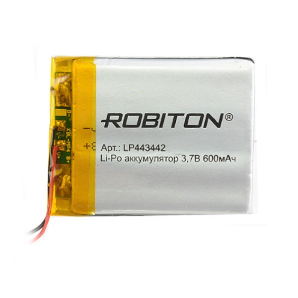 Элемент литий-полимерный ROBITON LP443442 3.7В 600мАч PK1 (14072)
