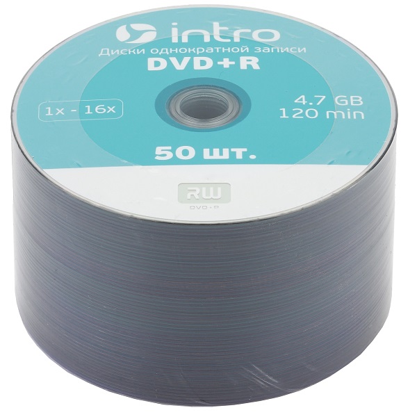 Диск DVD+R INTRO 16 x 4.7Gb Shrink 50 (16861)