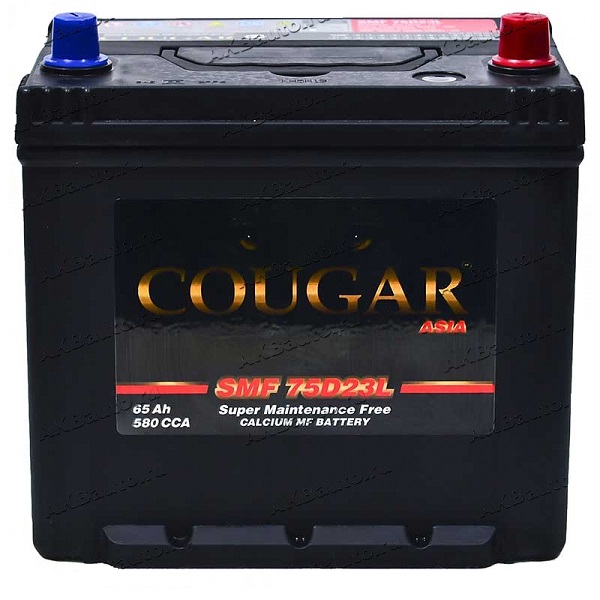 Авто аккумулятор COUGAR 75D23L 65Ач о.п. нижн.кр  580А.