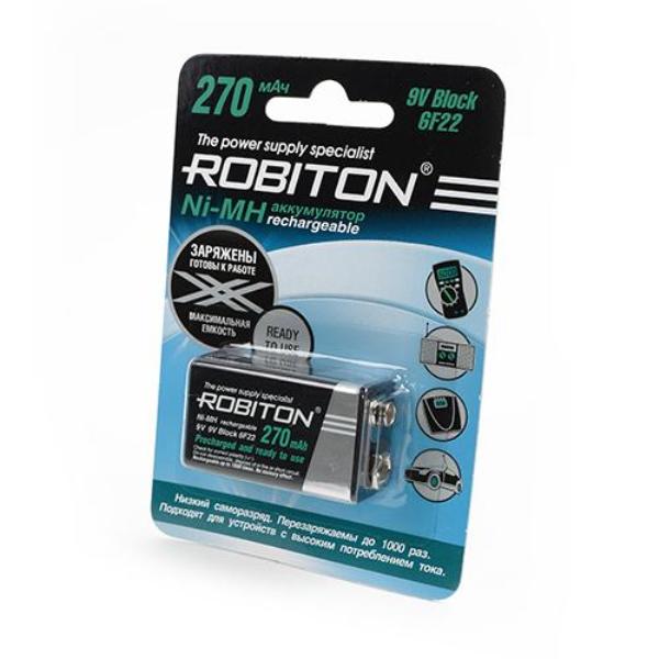 Аккумулятор ROBITON RTU270MH 270мАч 9В (Крона) BL1