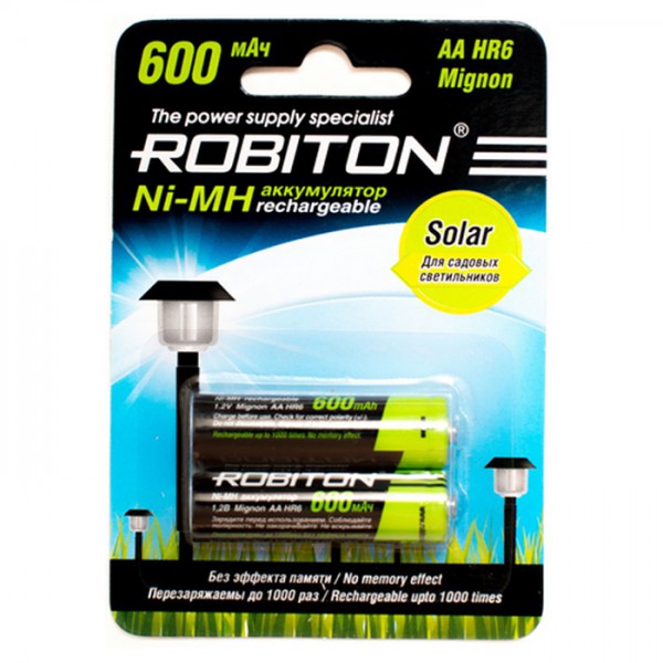 Аккумулятор ROBITON 600MHAA-2 SOLAR 600мАч 1.2В BL2