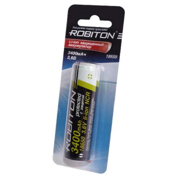 Аккумулятор ROBITON 18650/Li 3.4 3400мАч 3.6В с защитой (NCR18650B) BL1 на блистере