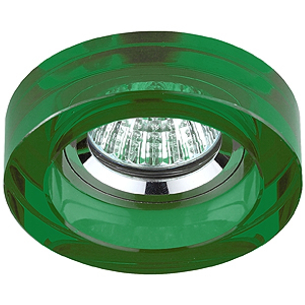 Светильник ЭРА DK38 CH/GR MR16 12V 220V 50Вт кругл Толст. стекло  хром/зелёный, точечный декорат 