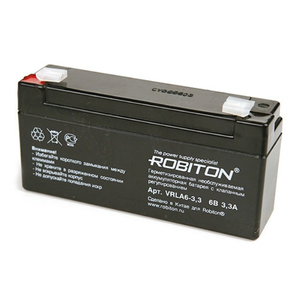 Аккумулятор ROBITON VRLA 6- 3.3  6В 3.3Ач