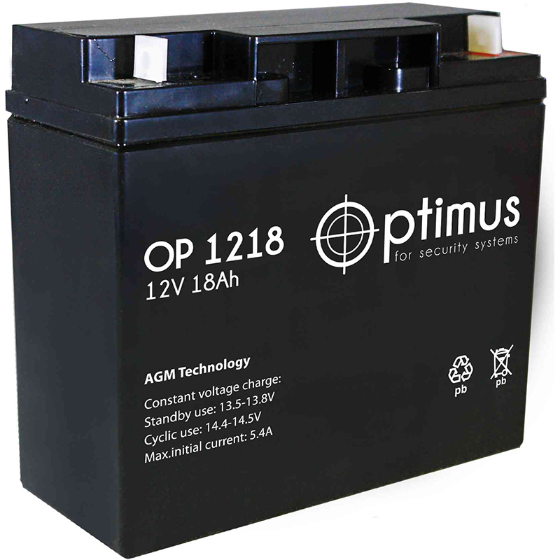 Аккумуляторная батарея Optimus OP 1218 12В 18Ач