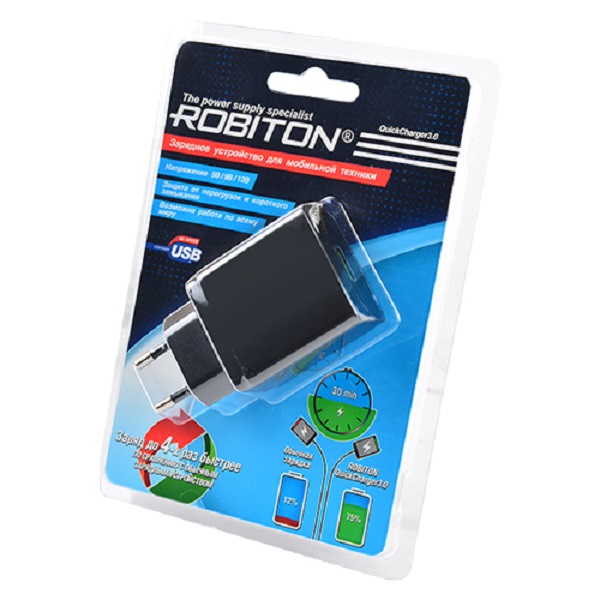 Блок питания Robiton QuickCharger3.0 + MicroUSB, 1м BL1 (адаптер)