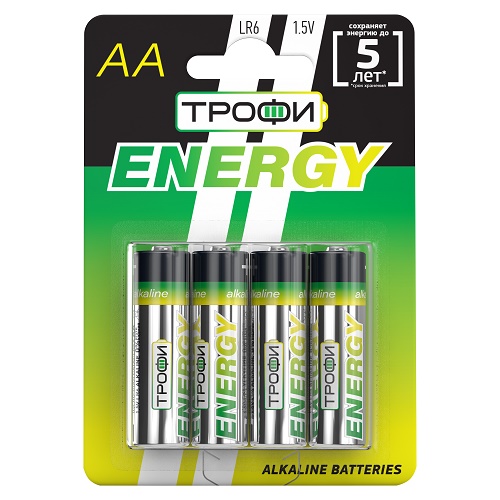 Батарейка ТРОФИ LR6 4BL ENERGY ALKALINE (Б17046) (4/40/720)