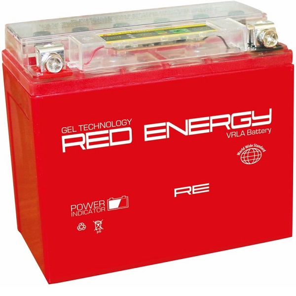 Мотоциклетный аккумулятор Red Energy RE 12-201 12В 20Ач пуск. ток 270А 177x88x154 обр. пол.