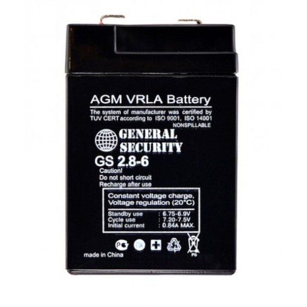 Аккумулятор GS   2,8-6 General Security 6В 2,8Ач