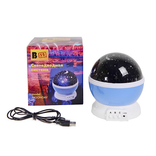 Диско-светильник LED B52 MOONDAY эффект звездного неба 220В/4хААА в комплекте кабель USB