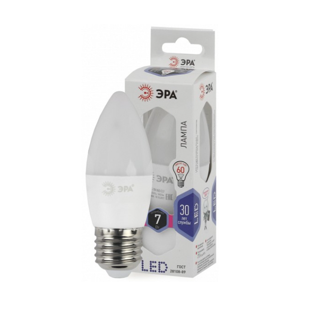 Лампа ЭРА LED smd B35 7Вт 860 E27 светодиодная (Б0031413)