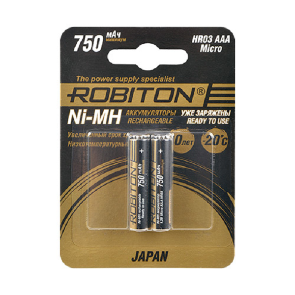 Аккумулятор ROBITON 750 HR-4UTG JAPAN 750мАч 1.2В BL2