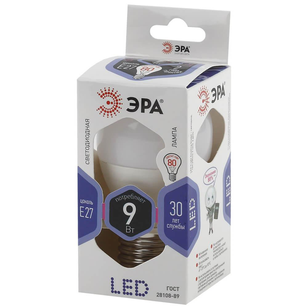 Лампа ЭРА LED smd P45 9Вт 860 E27 светодиодная (Б0031412)