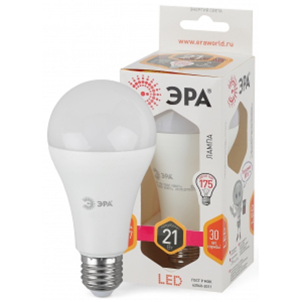 Лампа ЭРА LED smd A65 21Вт 827 E27 светодиодная (35331)