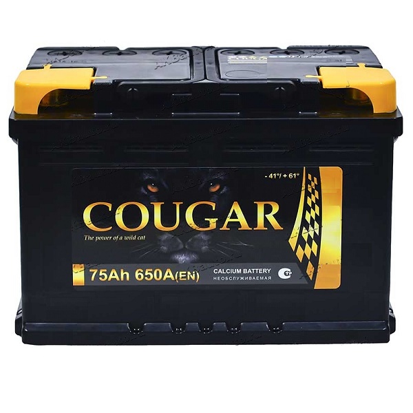 Авто аккумулятор COUGAR 75Aч Евро о.п. пуск. ток 650А