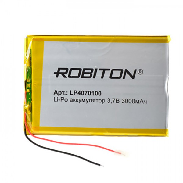 Элемент литий-полимерный ROBITON LP4070100 3.7В 3000мАч PK1