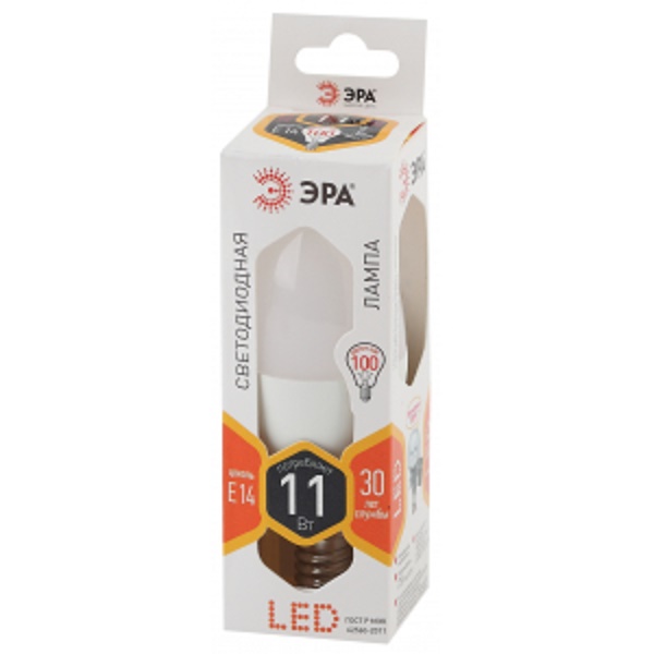 Лампа ЭРА LED smd B35 11Вт 827 E14 светодиодная (32980)