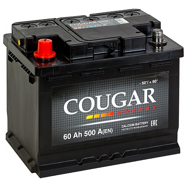 Авто аккумулятор COUGAR Energy 60Ач пуск.ток 480А тол.клеммы о.п. 