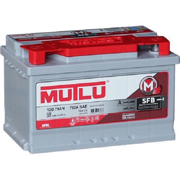 Авто аккумулятор MUTLU 75Aч пуск.ток 720А тол.клеммы о.п. M3 (L3.75.072.А)