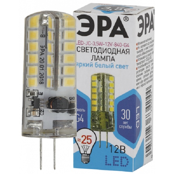 Лампа ЭРА LED smd JC 3,5Вт 12В 840 G4 светодиодная (33196)