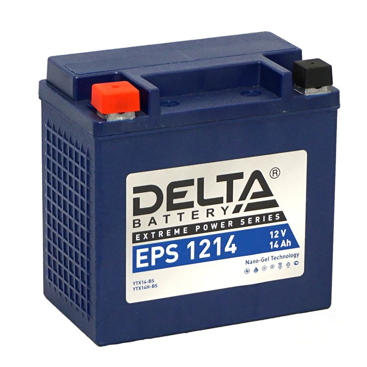 Мото аккумулятор DELTA EPS 1214 12В 14Ач  220A (YTX14-BS, YTX14H-BS)