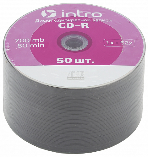 Диск CD-R INTRO 52 x 700Mb Shrink 50 (16206)