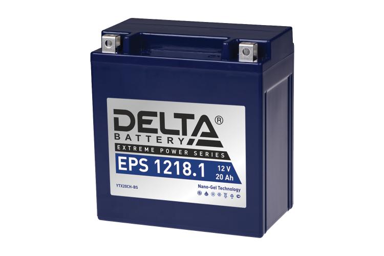 Мото аккумулятор DELTA EPS 1218 12В 20Ач 270А  (YTX20-BS, YTX20H-BS)