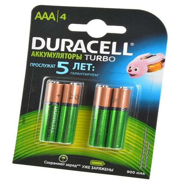 Аккумулятор DURACELL HR03 AAA 850/900мАч уже заряжены  BL4 (Б14861)