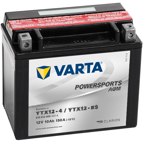 Мото аккумулятор VARTA POWERSPORTS AGM 10Ач пуск.ток 150А п.п. YTX12-BS (127438)