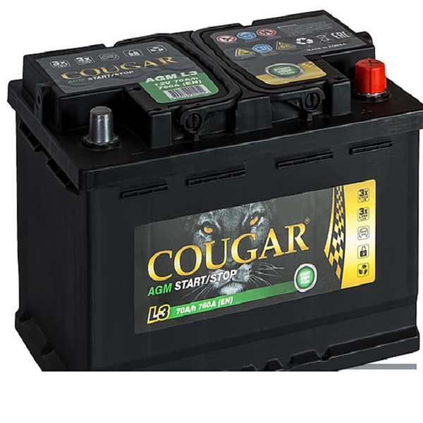 Авто аккумулятор COUGAR AGM START STOP PLUS L3 70 Ач о.п. 760A (AGM L3.570 076.0)