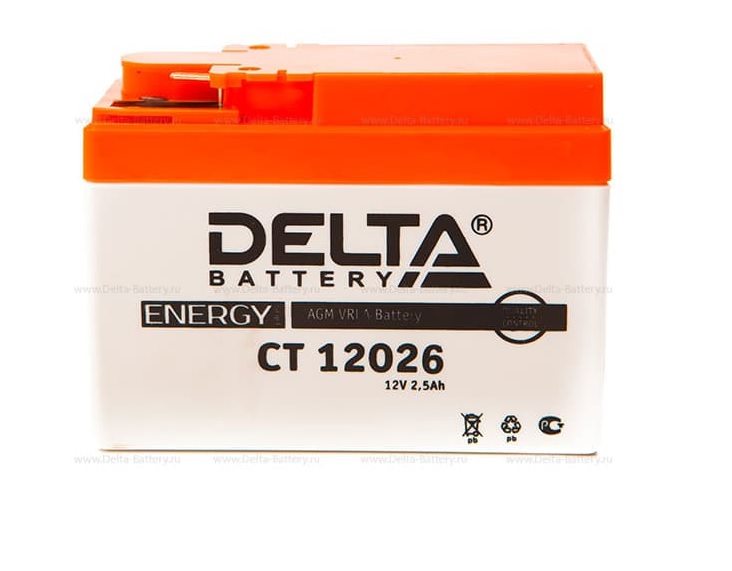 Мото аккумулятор DELTA CT 12026 12В 2,5Ач пуск.ток 45А о.п. (YTR4A-BS)