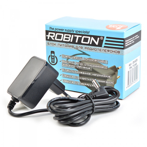 Блок питания ROBITON ID6-500S для радиотелефонов 6В, 500мА Угловой штекер 5,5х2,1/15мм Отрицательная полярность