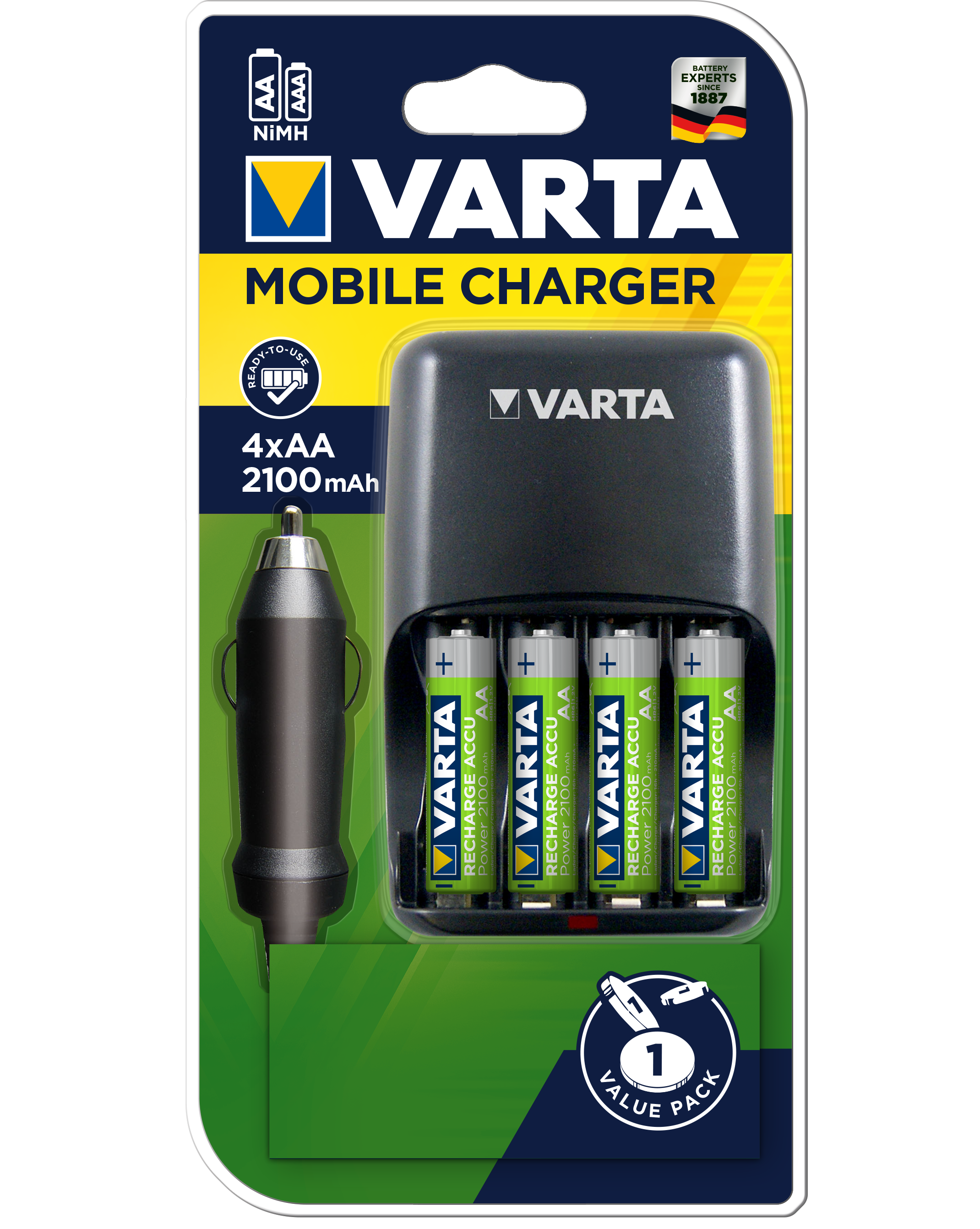 Зарядное ус-во VARTA Mobile Charger +4AA 2100mAh car adaptor