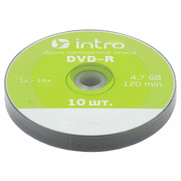 Диск DVD-R INTRO 16 x 4.7Gb Shrink 10 (16860)