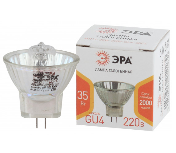 Лампа ЭРА MR11 35Вт GU4 220B CL галоген софит (Б0044094)