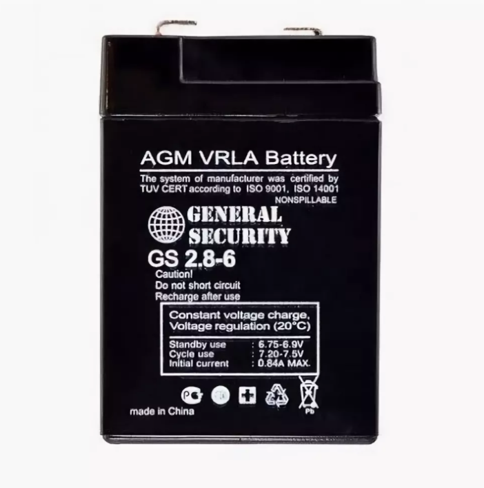 Аккумуляторная батарея  General Security GSL 6-2.8 6В 2.8Ач (до 7лет)