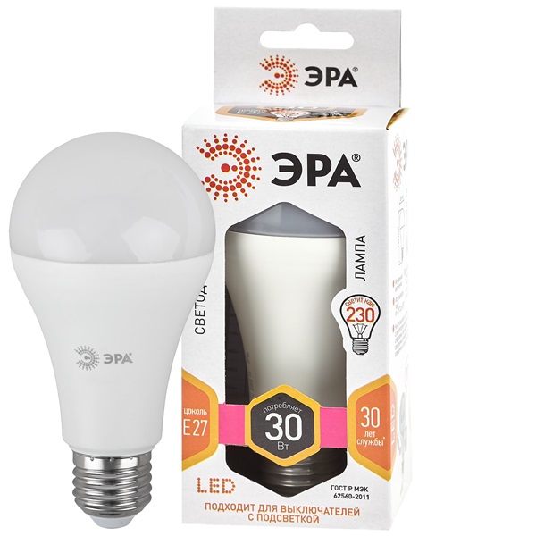 Лампа ЭРА LED smd A65 30Вт 827 E27 светодиодная (48015)