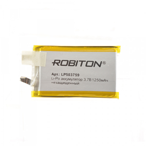 Элемент литий-полимерный ROBITON LP503759UN 3.7В 1250мАч без защиты PK1