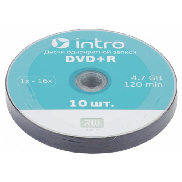 Диск DVD+R INTRO 16 x 4.7Gb Shrink 10 (16979)
