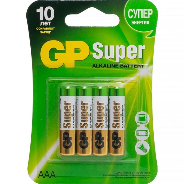 Батарейка GP Super Alkaline LR03 24A-2CR4 BL4 (4/40/160)