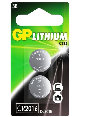 Батарейка GP Lithium CR2016 CR2016-2CRU2 3В BL2 (2/20/1200)