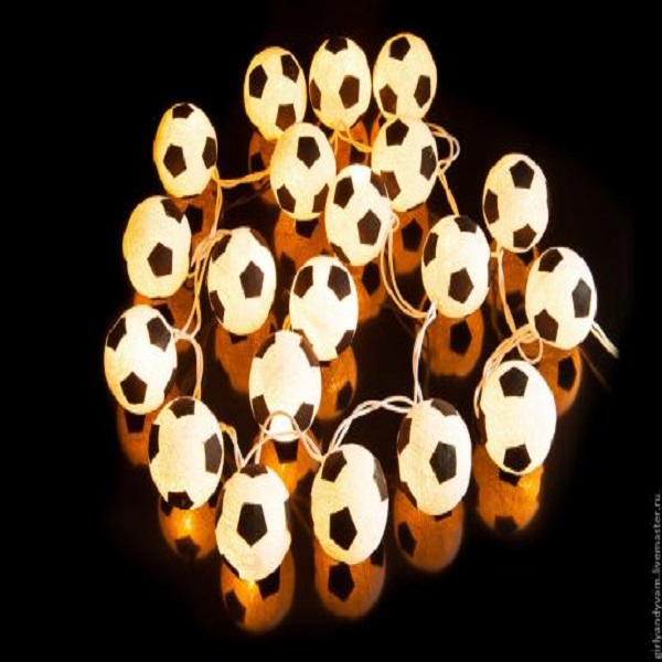 Гирлянда 20LED Футбольные мячи белый цвет 4м прозр провод Китай