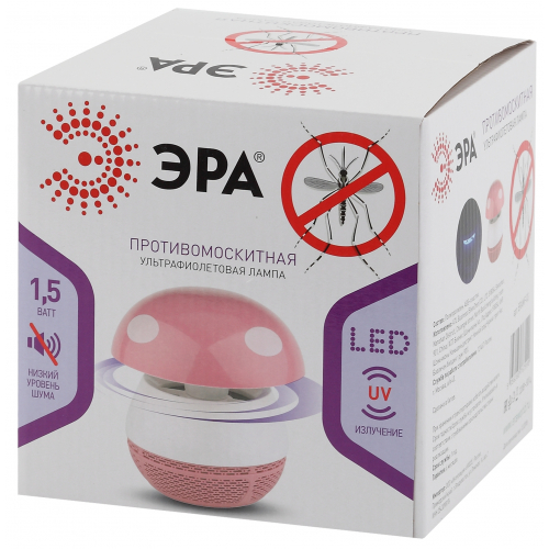 Противомоскитная лампа ЭРА ERAMF-03 ультрафиолетовая розовый (Б0038600) (1/12)